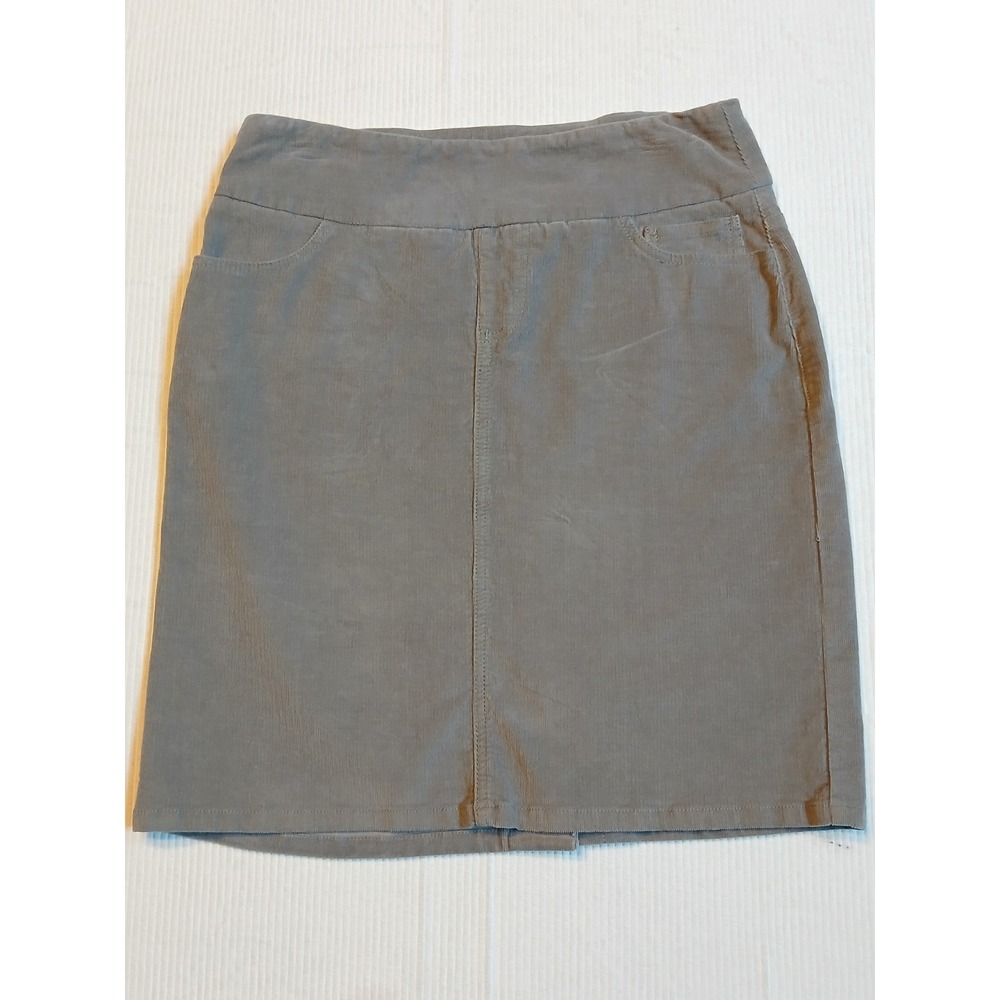Chadwicks of Boston Gray Corduroy Pencil Skirt Size 8 Stretch Pull On Mini Skirt